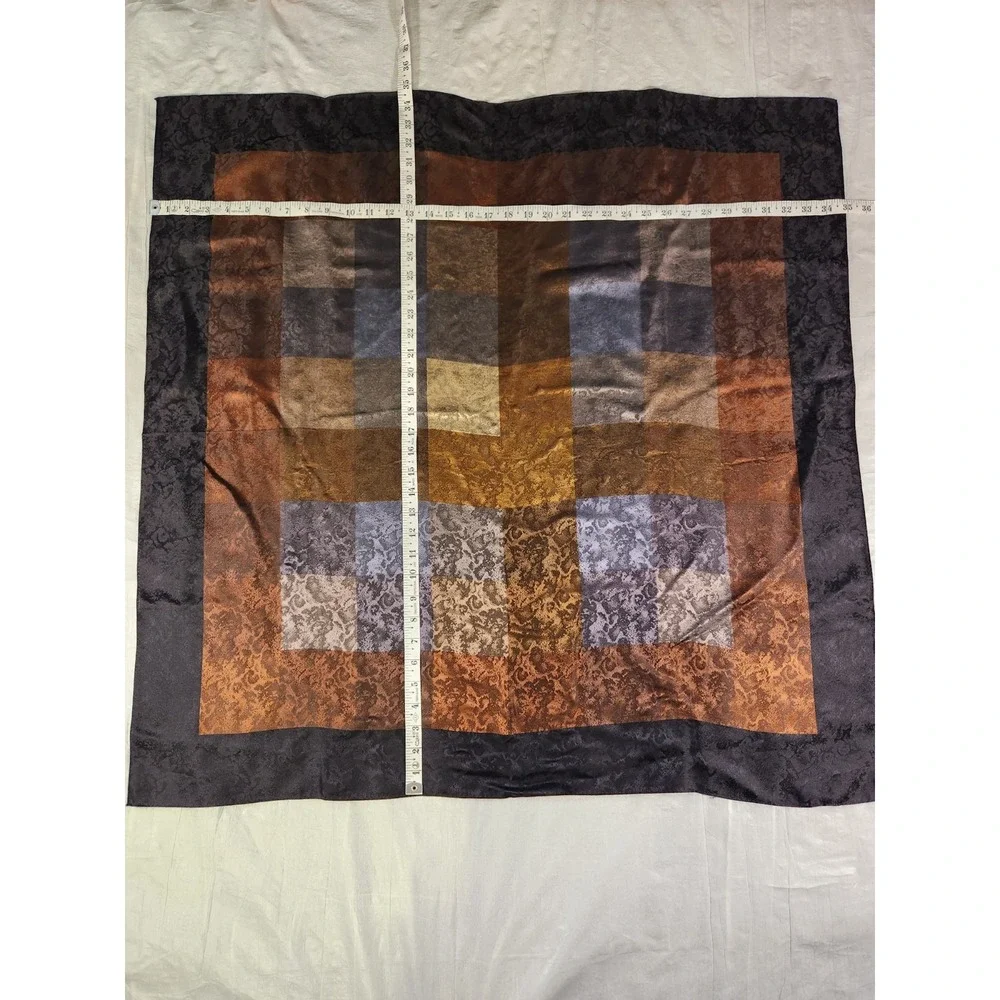 Echo Scarf VINTAGE 100% SILK Japan Brown Black Beautiful
